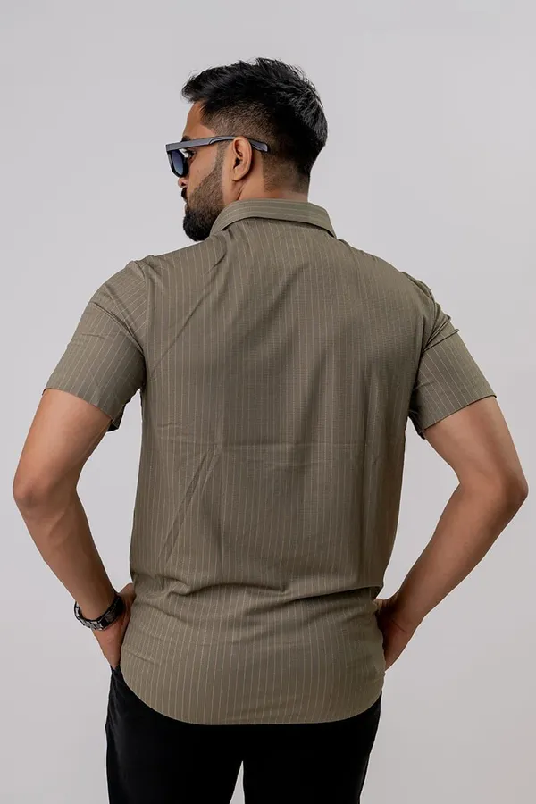 Olive_Green_Striped_Regular_Fit_Half_Sleeve_Shirt_For_Men