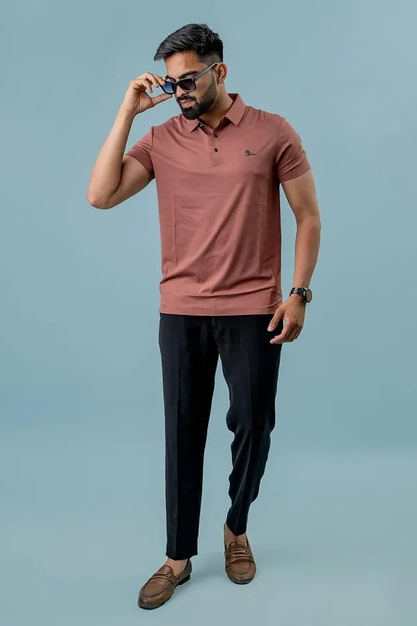 Rust_Spandex_Regular_Fit_Polo_T-Shirt_For_Men