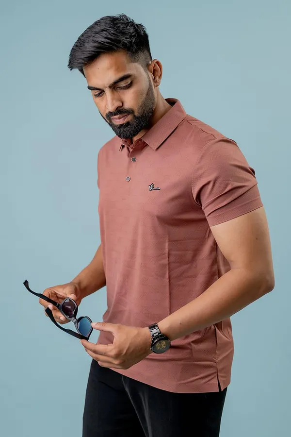 Rust_Spandex_Regular_Fit_Polo_T-Shirt_For_Men