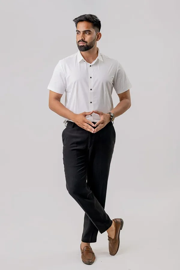 White_Regular_Fit_Short_Sleeve_Formal_Shirt_For_Men