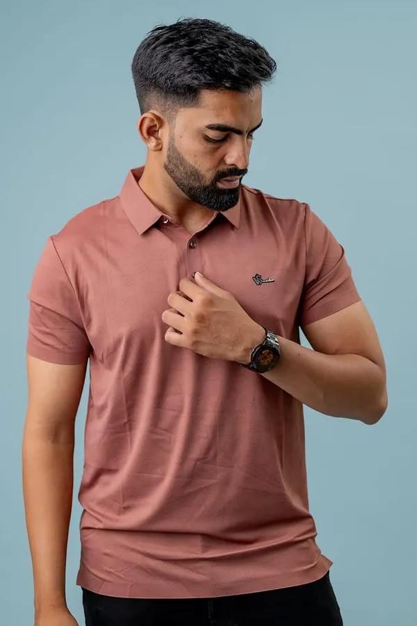 Rust_Spandex_Regular_Fit_Polo_T-Shirt_For_Men