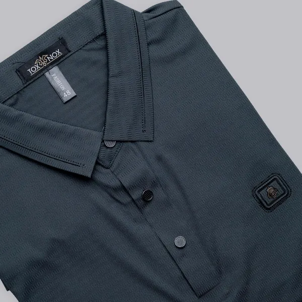 Charcoal_Grey_Spandex_Regular_Fit_Polo_T-Shirt_For_Men