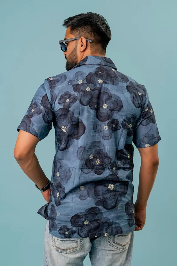 Blue_Floral_Print_Regular_Fit_Short_Sleeve_Casual_Shirt_For_Men
