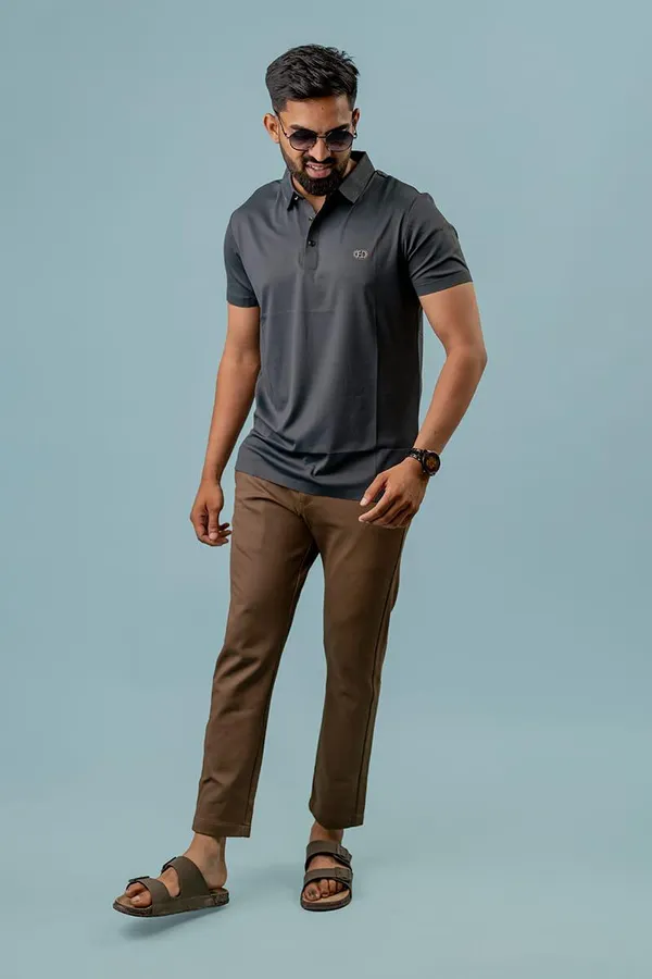 Grey_Spandex_Regular_Fit_Polo_T-Shirt_For_Men
