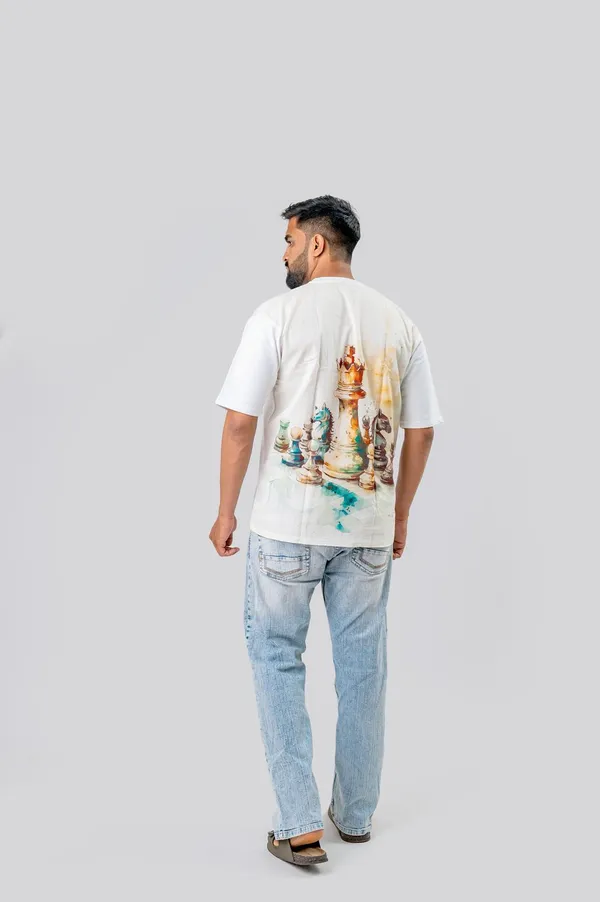 White_Chess_Print_Oversized_T-Shirt_For_Men