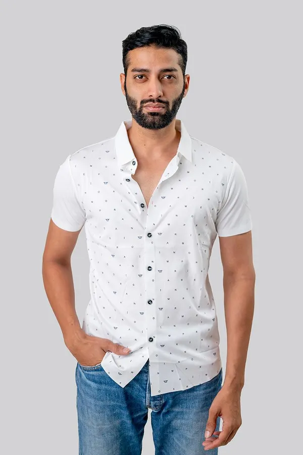White_Printed_Regular_Fit_Short_Sleeve_Casual_Shirt_For_Men