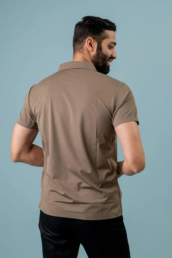 Taupe_Brown_Textured_Relaxed_Fit_Polo_T-Shirt_For_Men