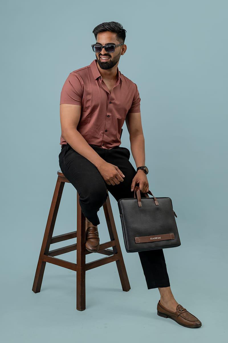 Pink_Textured_Half_Sleeve_Formal_Shirt_For_Men
