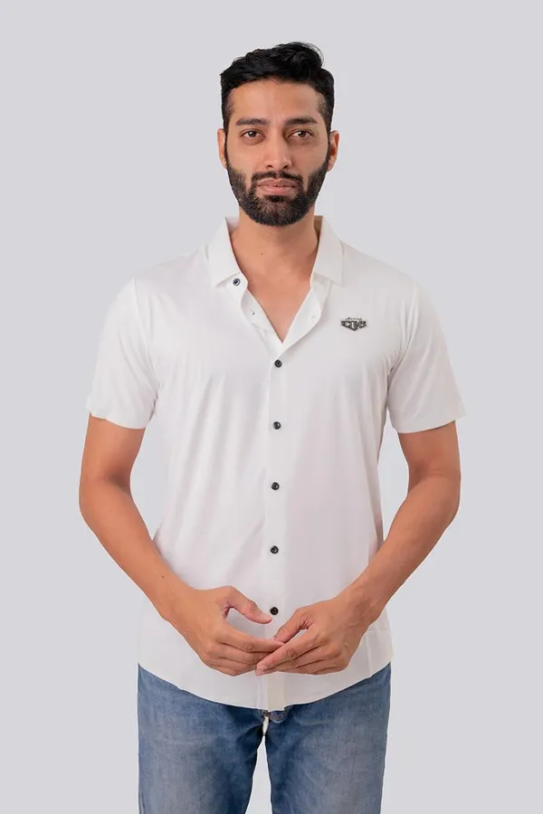 White_Regular_Fit_Half_Sleeve_Casual_Shirt_For_Men