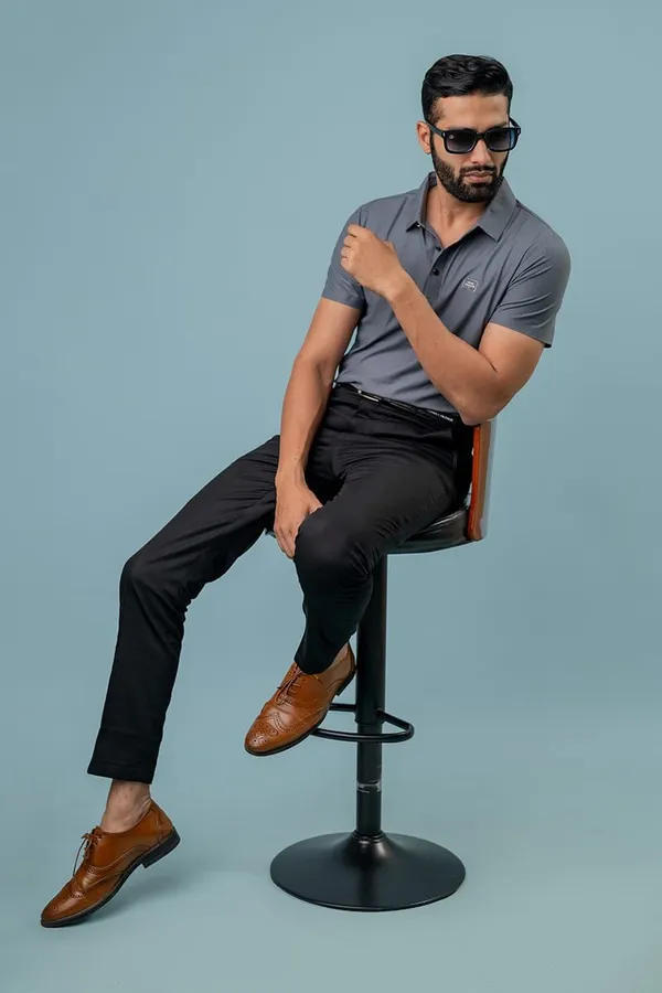 Grey_Textured_Tonal_Stripe_Regular_Fit_Polo_T-Shirt_For_Men