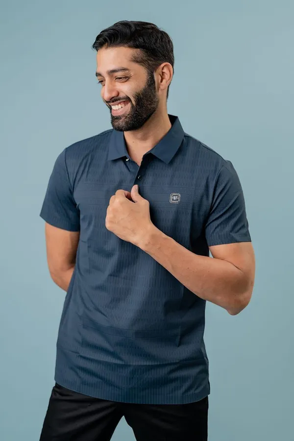 Navy_Blue_Textured_Regular_Fit_Polo_T-Shirt_For_Men