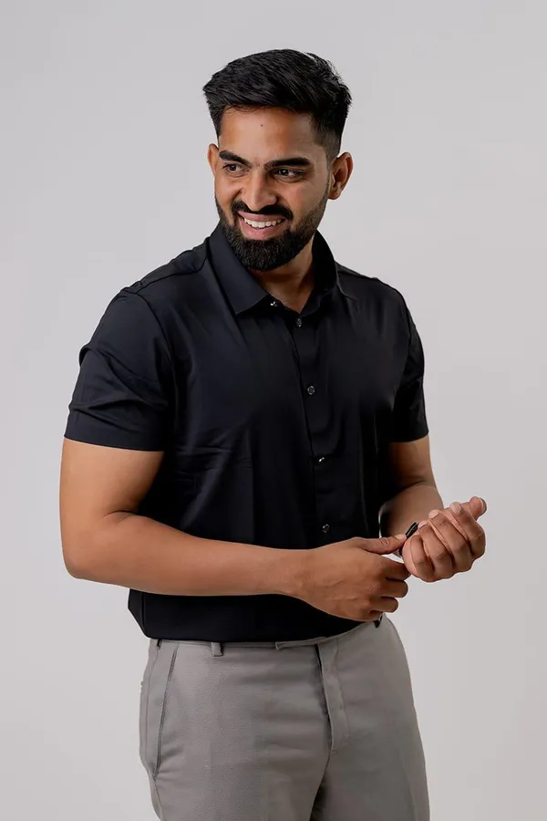 Black_Regular_Fit_Short_Sleeve_Formal_Shirt_For_Men