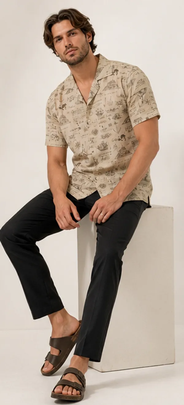 Beige_Nautical_Print_Relaxed_Fit_Half_Sleeve_Shirt_For_Men