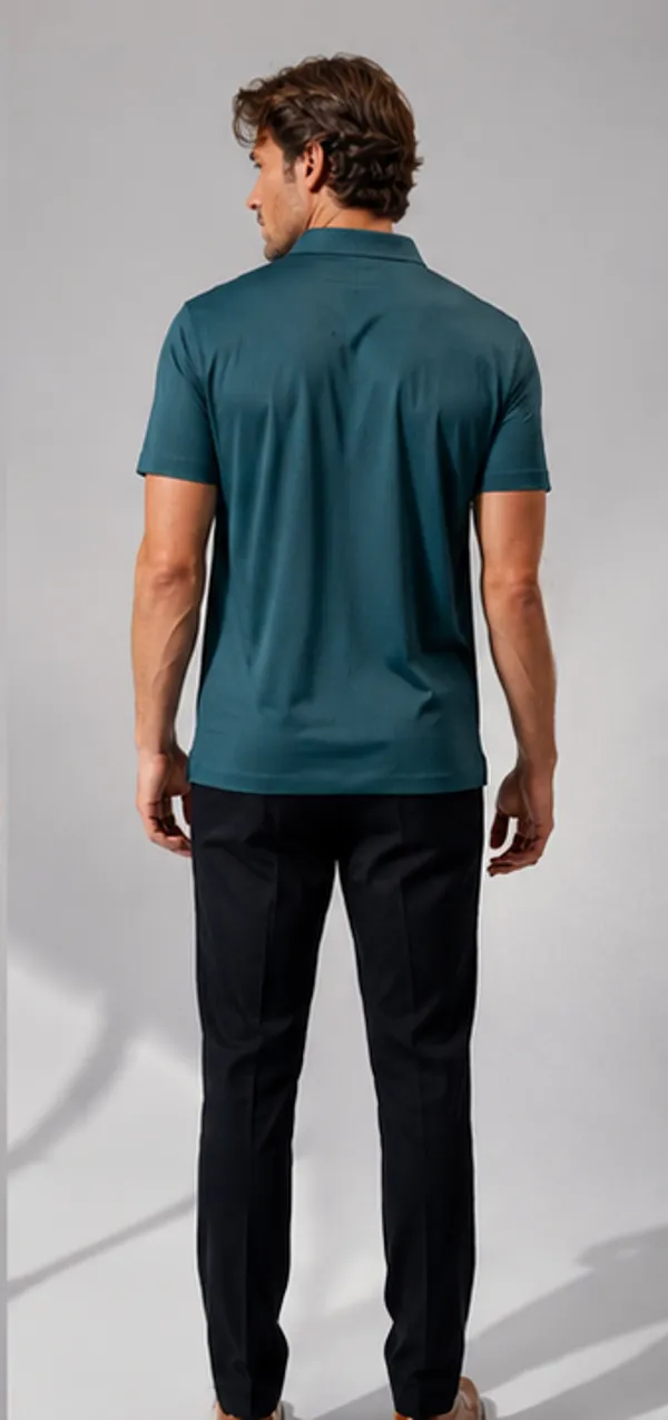 Teal_Green_Regular_Fit_Polo_T-Shirt_For_Men