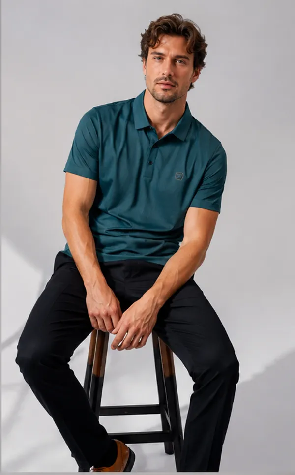 Teal_Green_Regular_Fit_Polo_T-Shirt_For_Men
