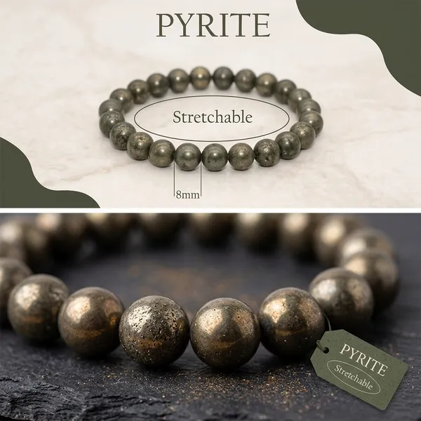 Stretchable_Pyrite_and_Rose_Quartz_gemstone_bracelet_Pack_of_2