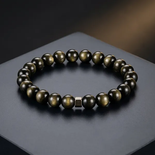 Golden_Obsidian_Stretchable_Beaded_Bracelet