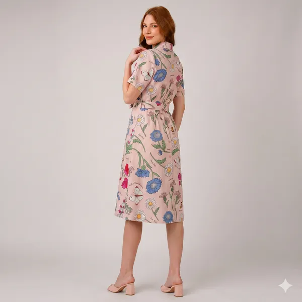 Pink_Rayon_Cotton_Belted_Floral_Print_Shirt_Dress_For_Women