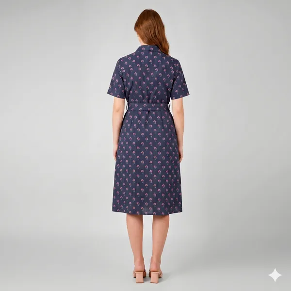 Navy_Blue_Rayon_Cotton_Belted_Floral_Print_Collared_Shirt_Dress_For_Women