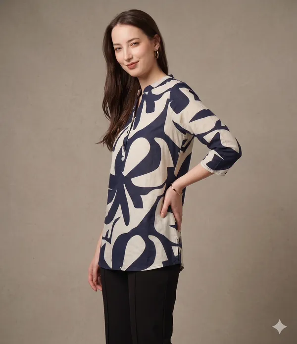 Navy_Blue_Rayon_Cotton_Relaxed_Abstract_Print_Tunic_Top_For_Women