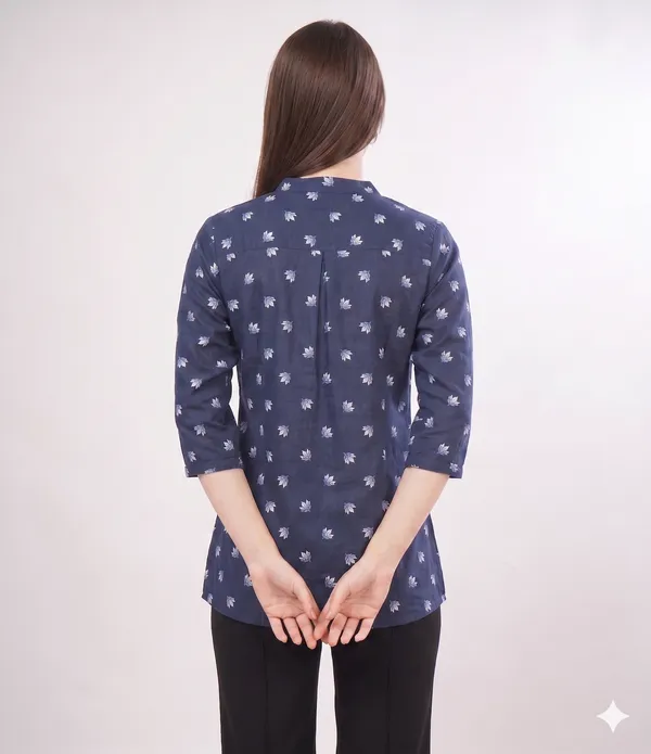 Navy_Blue_Rayon_Cotton_Relaxed_Floral_Print_Tunic_Top_For_Women