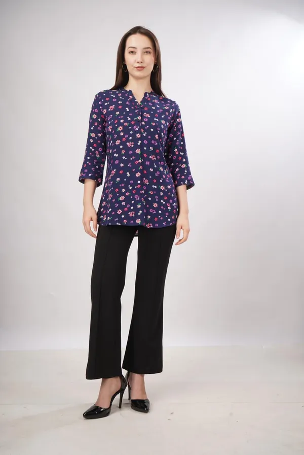 Navy_Blue_Rayon_Cotton_Relaxed_Floral_Print_Tunic_Top_For_Women