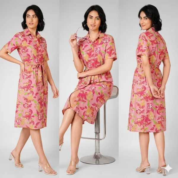 Pink_Rayon_Cotton_Collared_Floral_Print_Shirt_Dress_For_Women