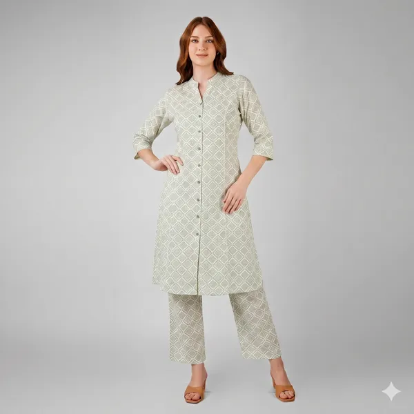 Sage_Green_Geometric_Rayon_Cotton_Straight_Kurta_Pant_Set_For_Women