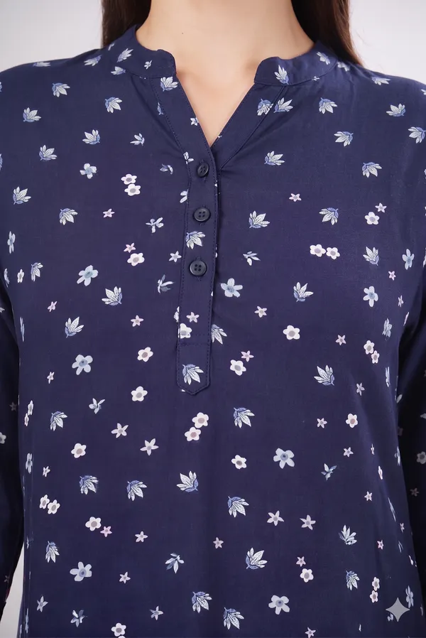 Navy_Blue_Rayon_Cotton_Relaxed_Floral_Print_Tunic_Top_For_Women