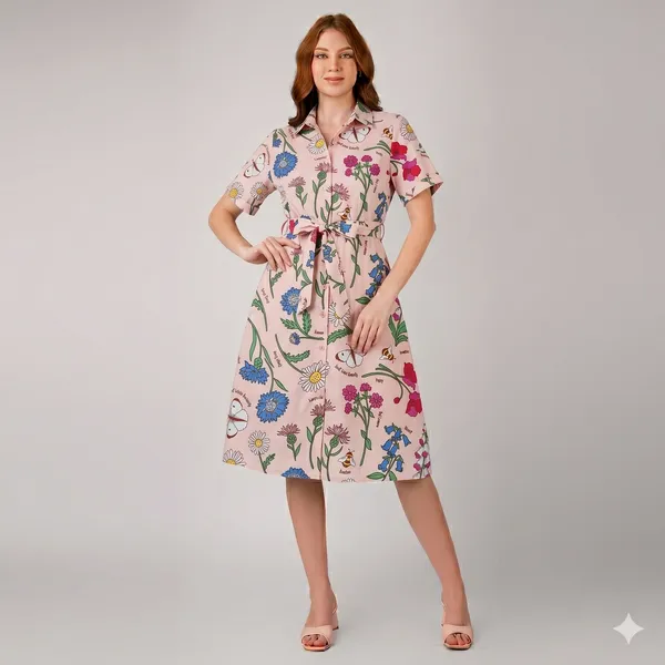 Pink_Rayon_Cotton_Belted_Floral_Print_Shirt_Dress_For_Women