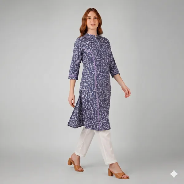 Navy_Blue_Floral_Rayon_Cotton_A-Line_Kurta_For_Women