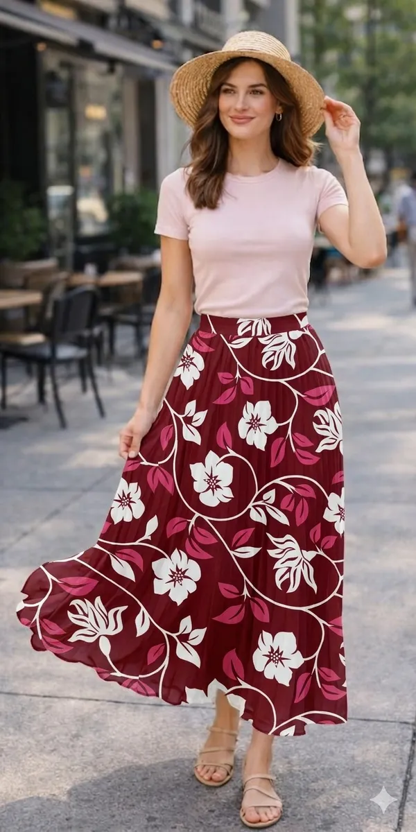Maroon_Floral_Rayon_Cotton_A-Line_Maxi_Skirt_For_Women