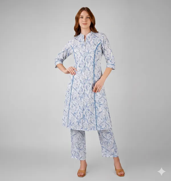 Blue_Floral_Rayon_Cotton_Straight_Kurta_Set_For_Women