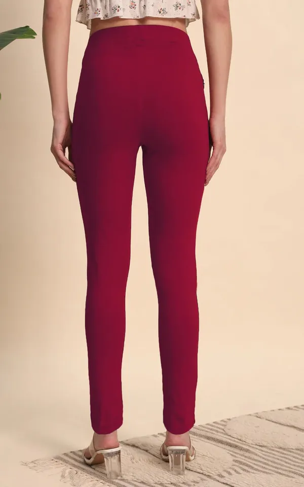 Maroon_Cotton_Lycra_High_Waist_Slim_Fit_Jeggings_For_Women
