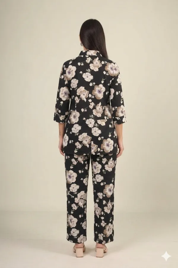 Black_Floral_Print_Rayon_Cotton_Shirt_Co-Ord_Set_For_Women
