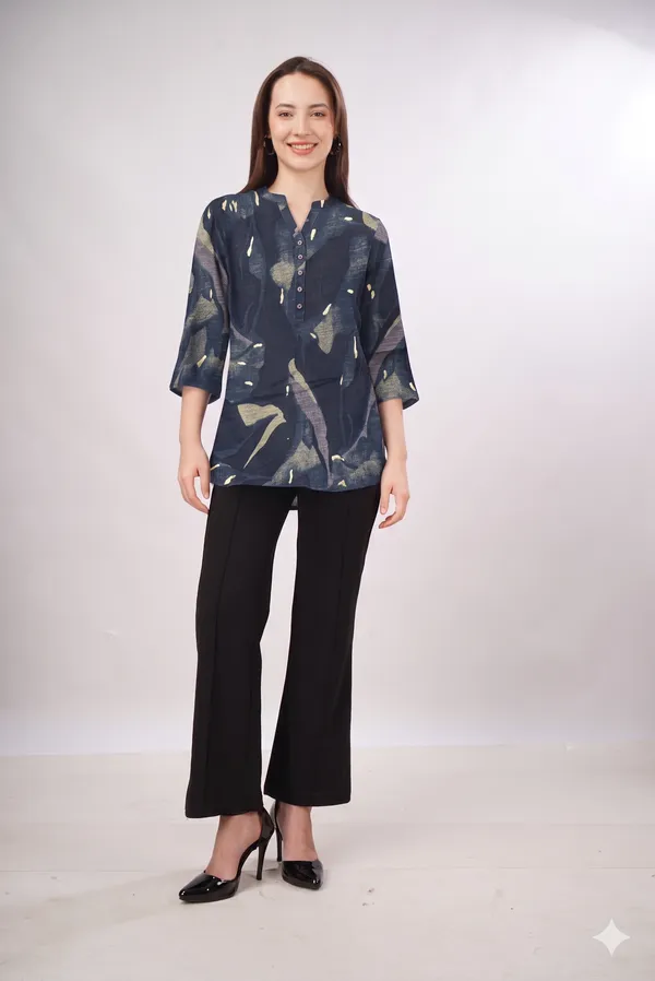 Navy_Blue_Rayon_Cotton_Relaxed_Abstract_Print_Tunic_Top_For_Women