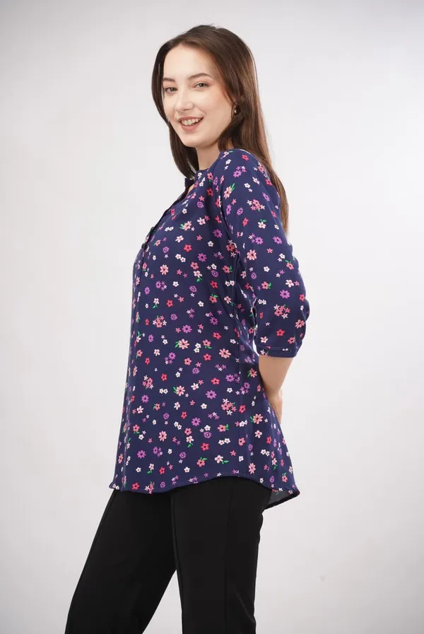 Navy_Blue_Rayon_Cotton_Relaxed_Floral_Print_Tunic_Top_For_Women