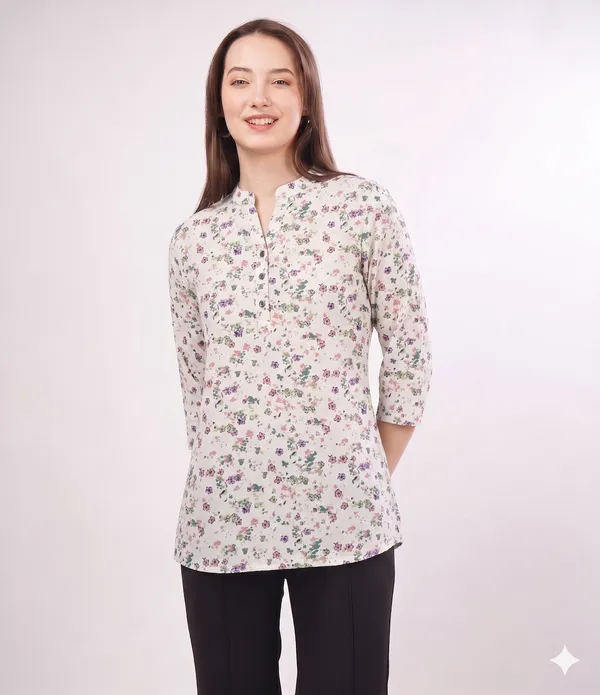 Beige_Rayon_Cotton_Relaxed_Pastel_Floral_Print_Tunic_Top_For_Women