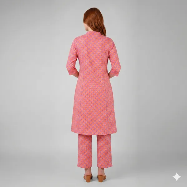 Pink_Floral_Rayon_Cotton_Straight_Kurta_Pant_Set_For_Women