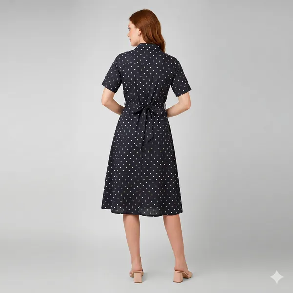 Black_Rayon_Cotton_Belted_Polka_Dot_Shirt_Dress_For_Women