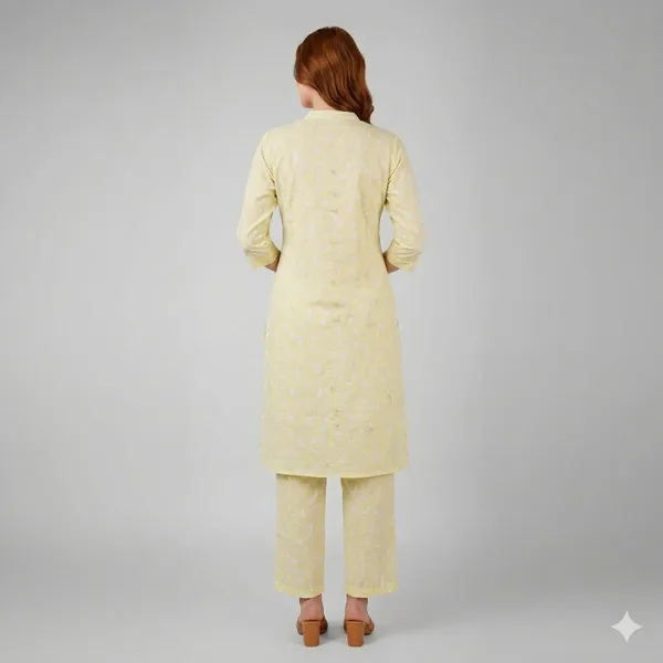 Yellow_Rayon_Cotton_Straight_Kurta_Pant_Set_For_Women