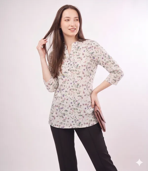 Beige_Rayon_Cotton_Relaxed_Pastel_Floral_Print_Tunic_Top_For_Women