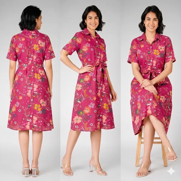 Pink_Floral_Print_Rayon_Cotton_Wrap_Dress_For_Women