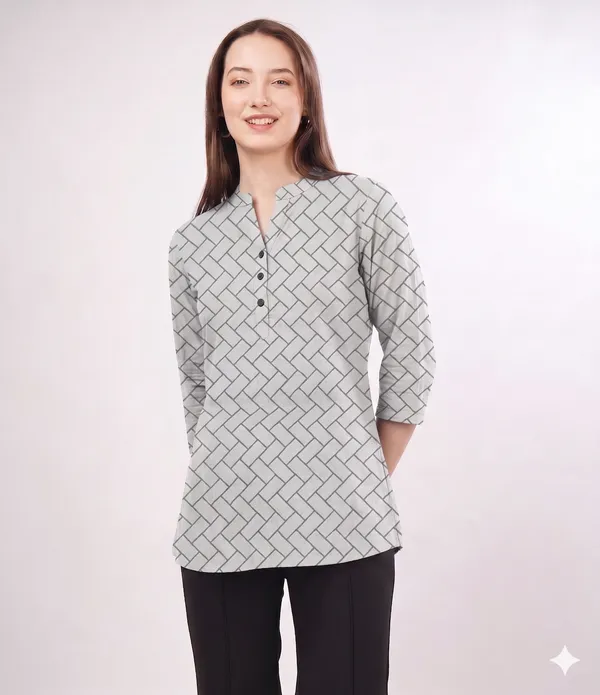 Grey_Rayon_Cotton_Relaxed_Geometric_Print_Tunic_Top_For_Women