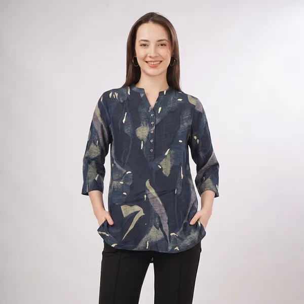 Navy_Blue_Rayon_Cotton_Relaxed_Abstract_Print_Tunic_Top_For_Women