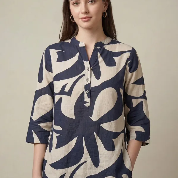 Navy_Blue_Rayon_Cotton_Relaxed_Abstract_Print_Tunic_Top_For_Women