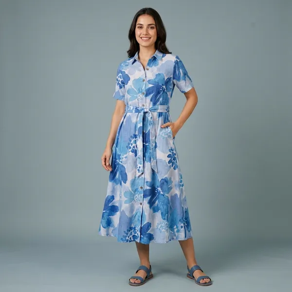 Blue_Rayon_Cotton_A-Line_Floral_Print_Shirt_Dress_For_Women