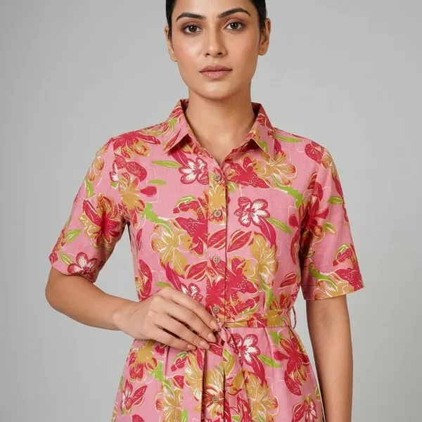 Pink_Rayon_Cotton_Collared_Floral_Print_Shirt_Dress_For_Women