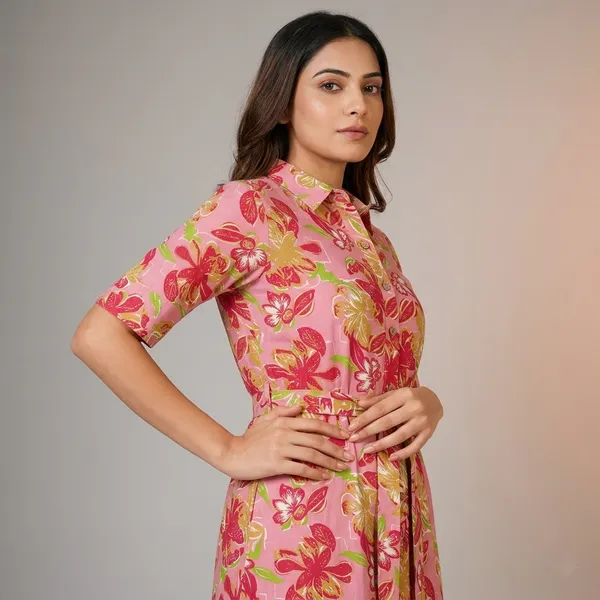 Pink_Rayon_Cotton_Collared_Floral_Print_Shirt_Dress_For_Women