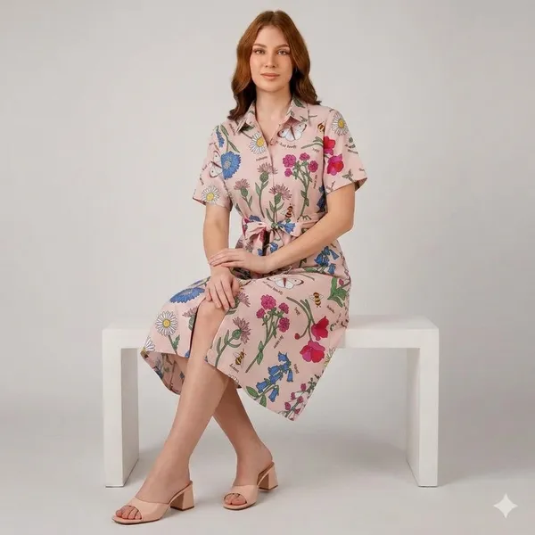 Pink_Rayon_Cotton_Belted_Floral_Print_Shirt_Dress_For_Women